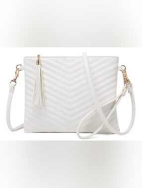 White Quilted Crossbody Shoulder Bag